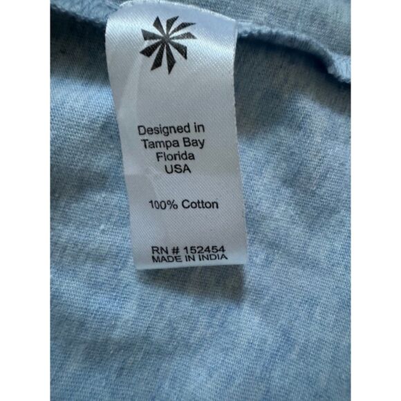 CAITE Embroidered V-neck Flowy Tunic Top, Heather Blue, Medium. - Picture 4 of 6